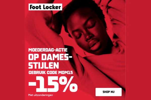 Foot Locker: Moederdag: 15% korting op damesschoenen en-kleding 