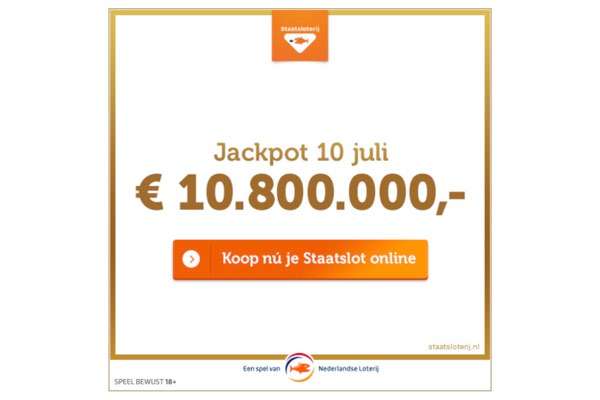 Staatsloterij: Win jij de Jackpot van â¬10.800.000?