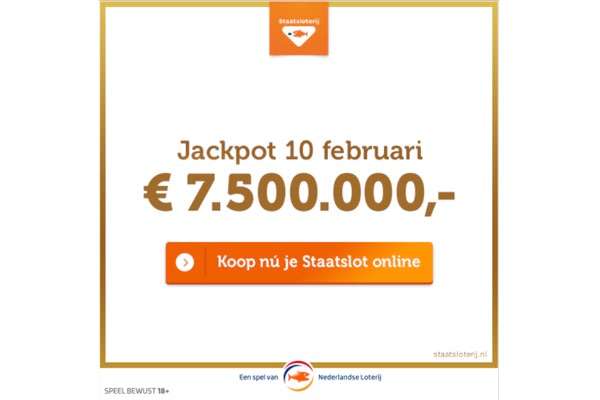 Staatsloterij: Win â¬7.500.000 met de Jackpot